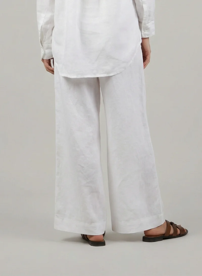 Just Nature White 100% Linen Wide Leg Trousers for Women | Best Price UAE